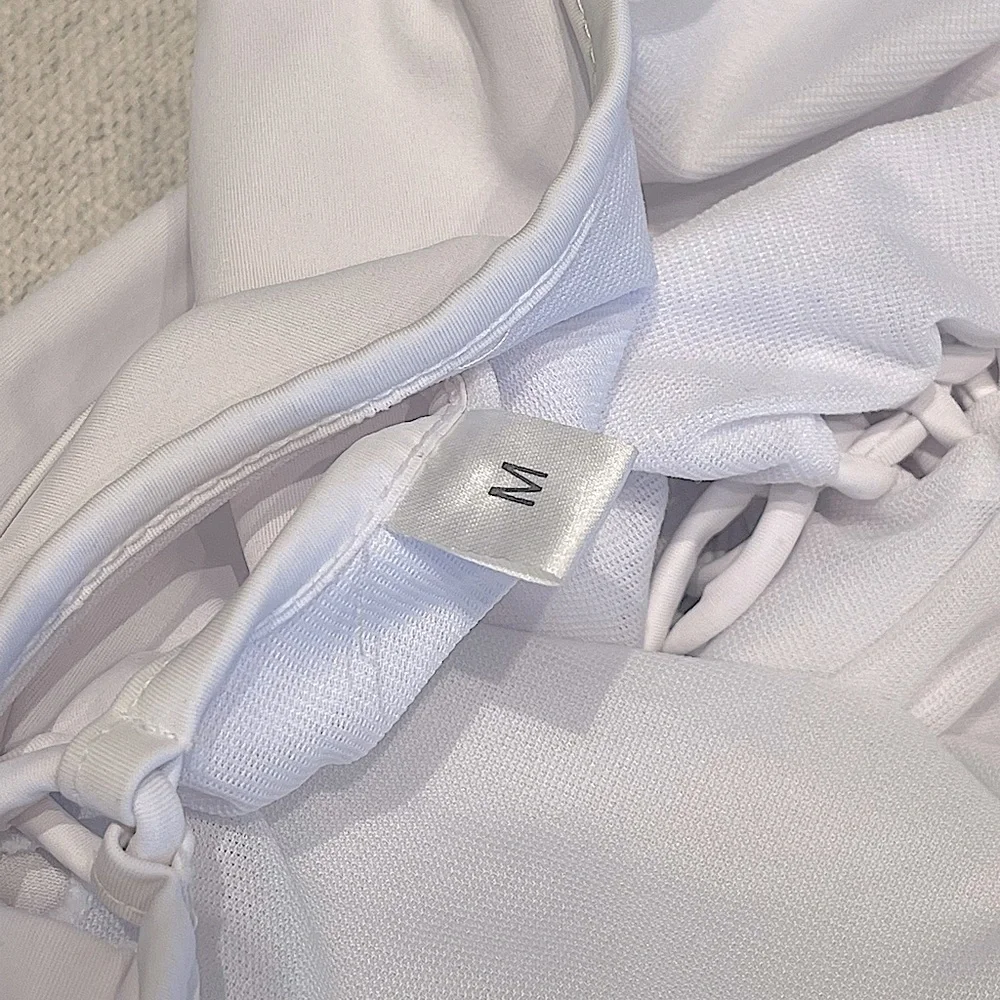 White One Piece Swimsuit Adjustable Tie Front Back & Sides - Worn 1x - Like New - Picture 5 of 6